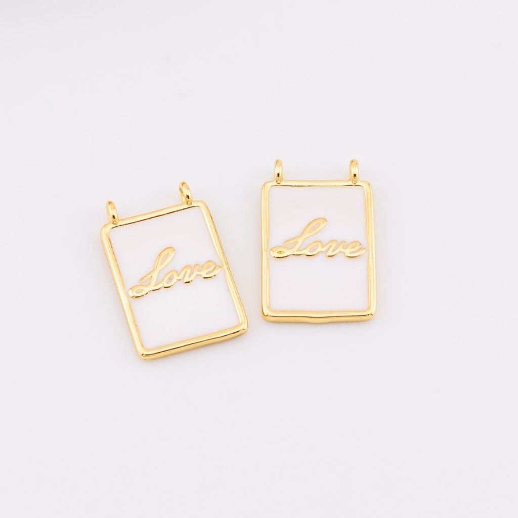 Dije medalla esmaltada love baño 18k 
