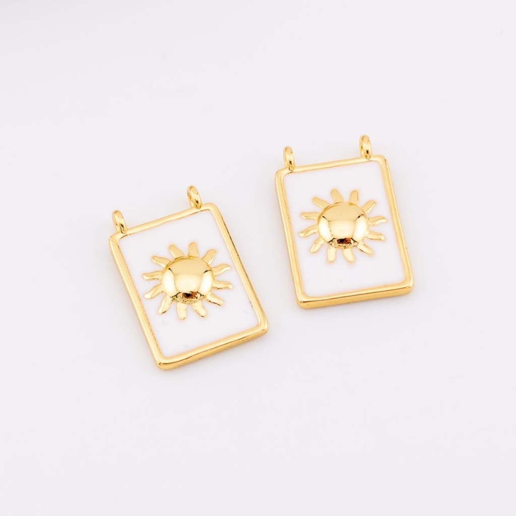 Dije medalla esmaltada sol baño 18k 