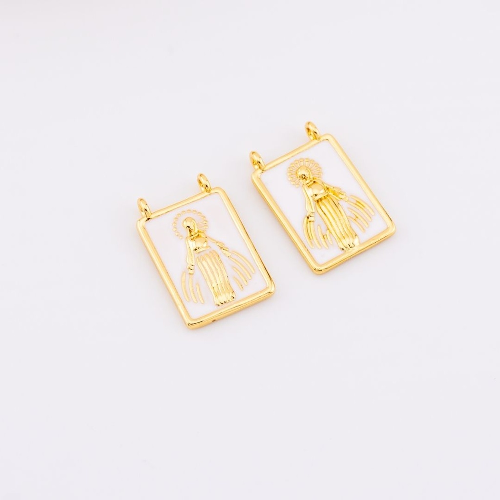 Dije medalla de la virgen esmaltada baño 18k 