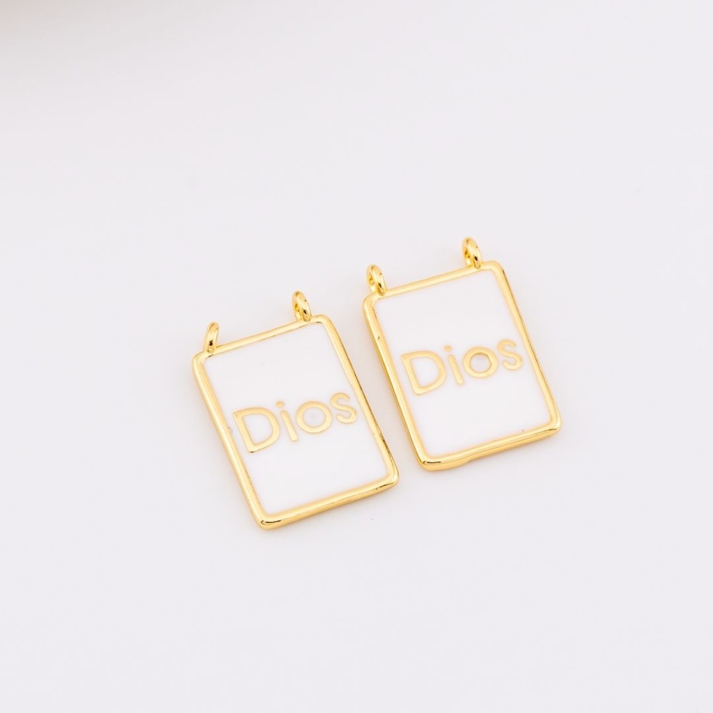 Dije medalla esmaltada Dios baño 18k 