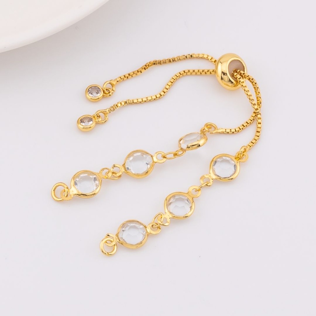 Pulsera ajuntable con zirconia y baño 18k