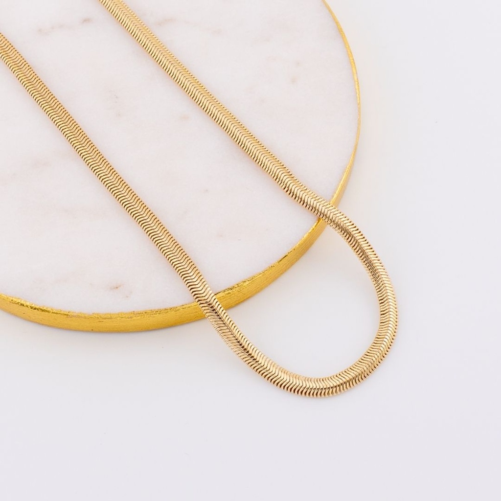 Cadena tejido serpiente plana de 4 mm baño 18k dorado