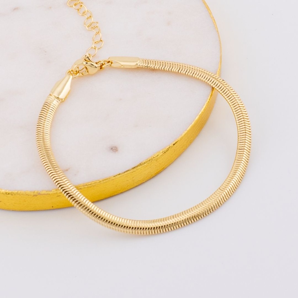 Pulsera tejido serpiente plana de 4 mm baño 18k dorado