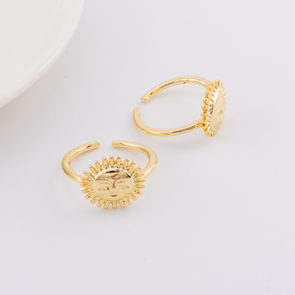 Anillo ajustable sol baño 18k