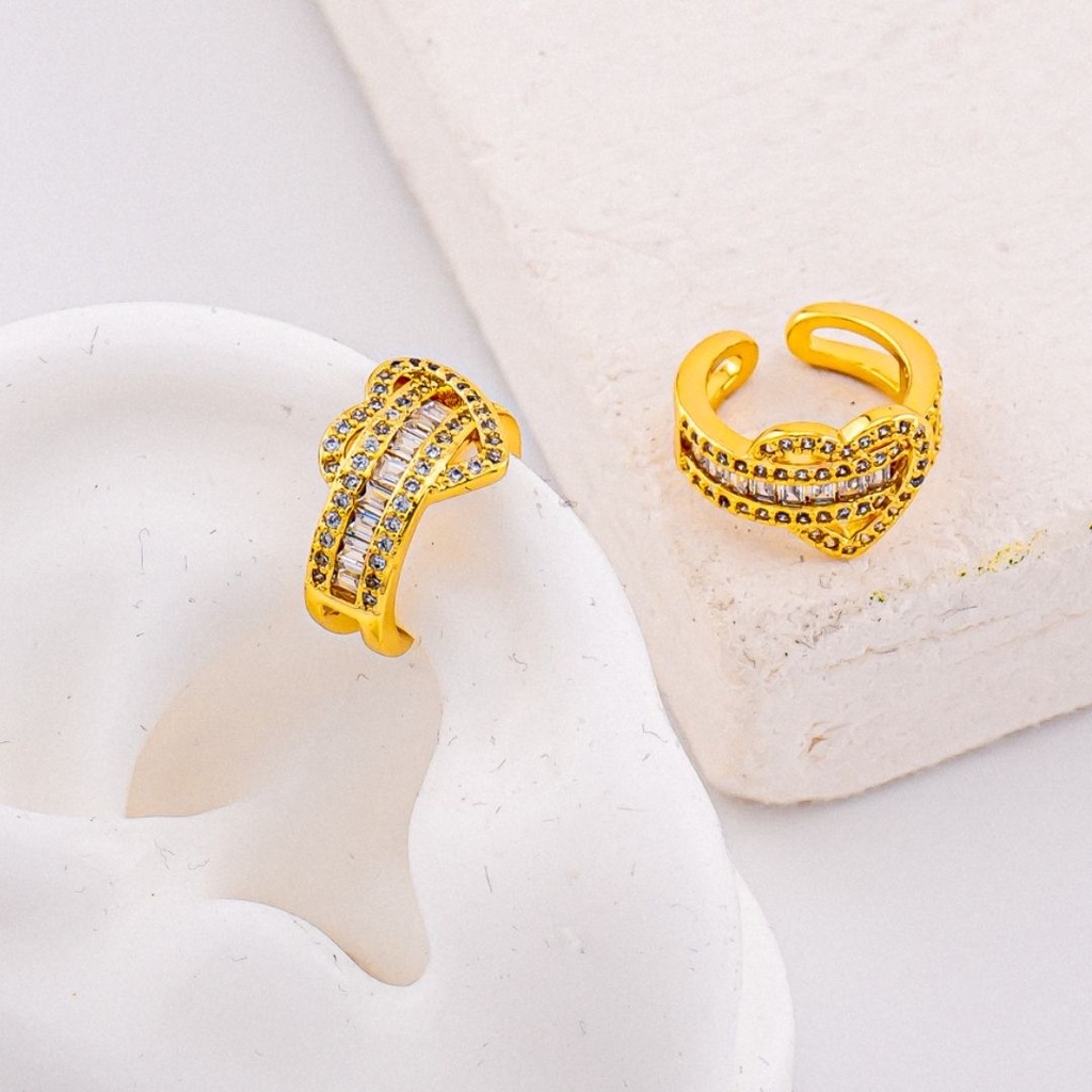 Aretes Earcuff corazon baño 18k
