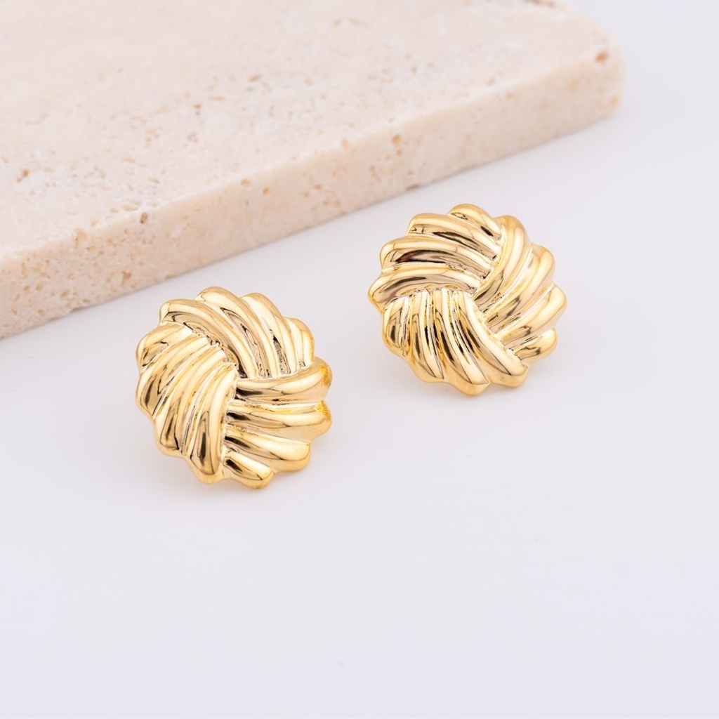 aretes  trenzados redondos baño 18k