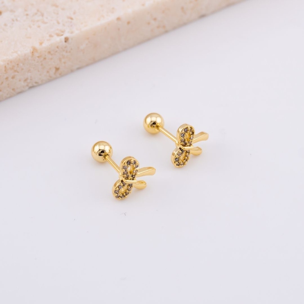 Aretes CHONGO Piercing con bolita baño 18k