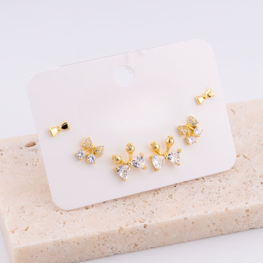 Set 3 pares de Aretes Piercing baño 18k