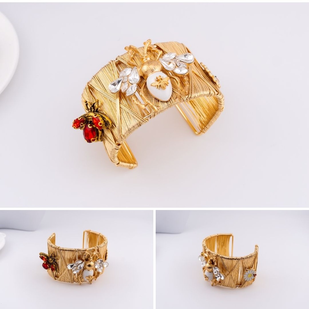 Pulsera brazalete chunky insectos baño 18k