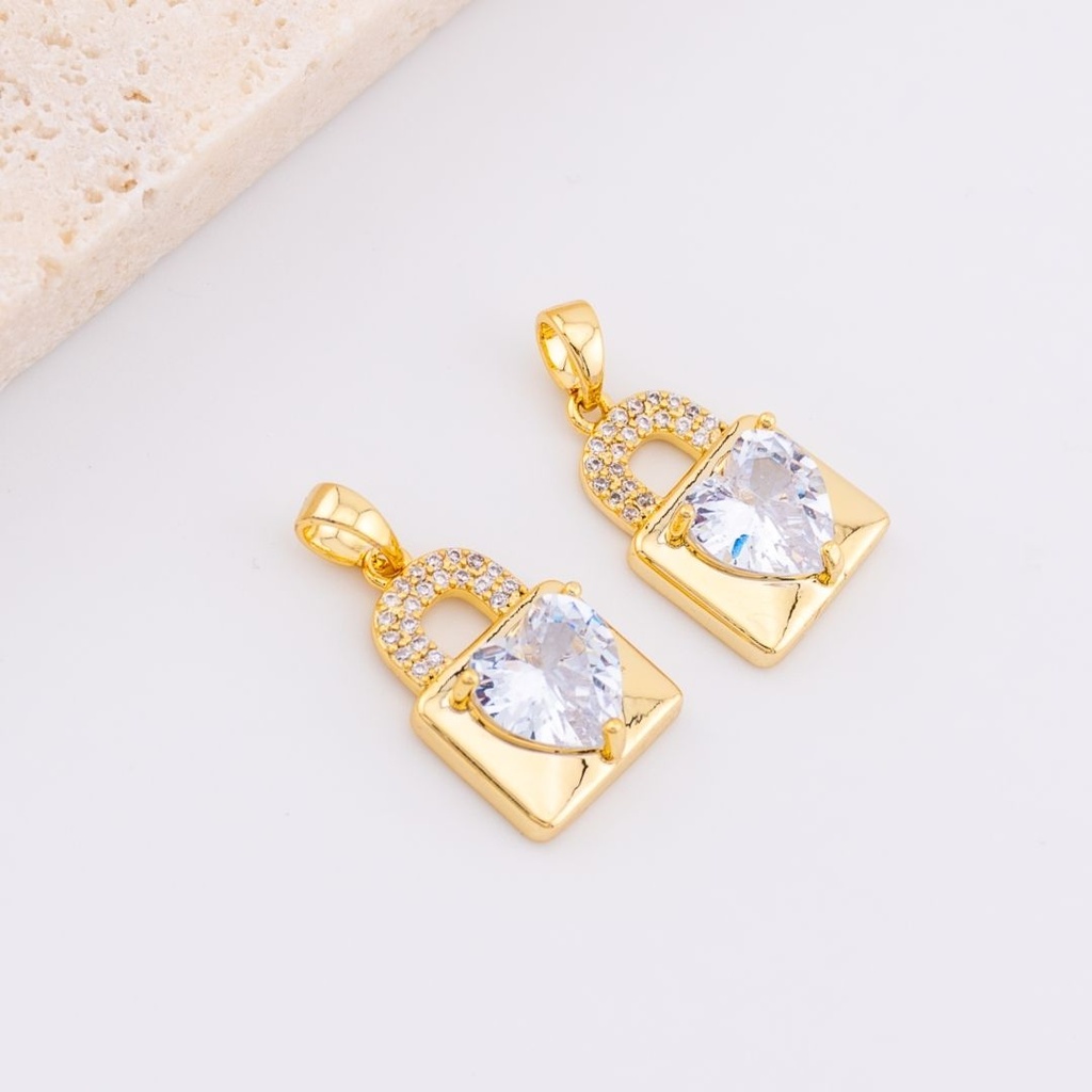 DIje  micropave  candado corazon candado baño de 18k