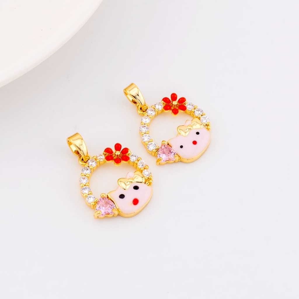 DIje hello kitty esmaltado micropave baño de 18k