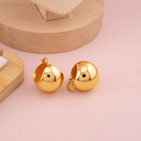 Argollas chunky canastita 19mm baño 18k