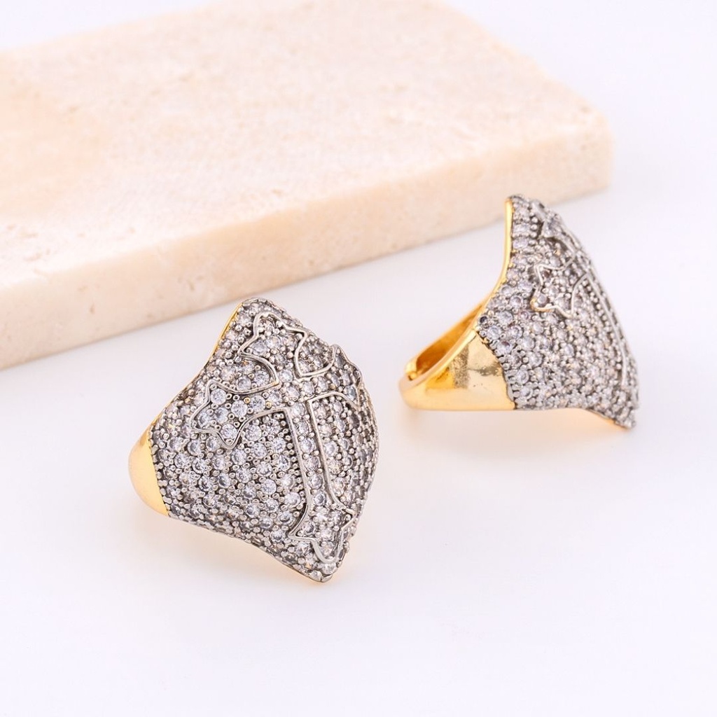 Anillo ajustable dos tonos baño 18k