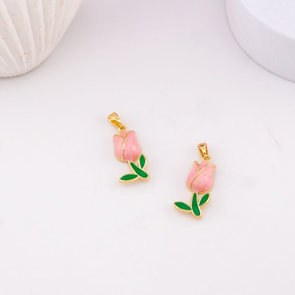 Dije de tulipan esmaltado baño 18k