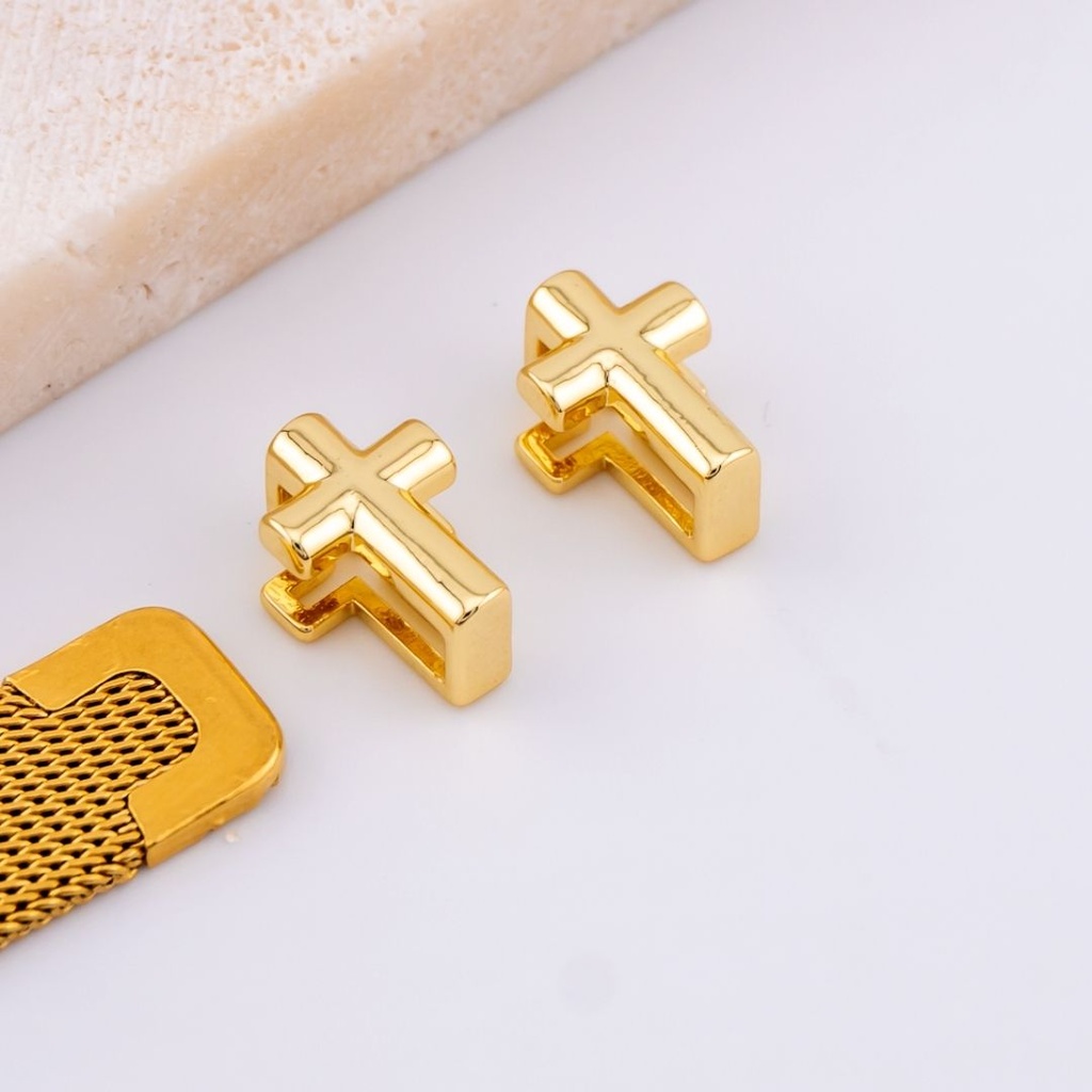 Separador para faja de pulsera en forma de cruz baño 18k