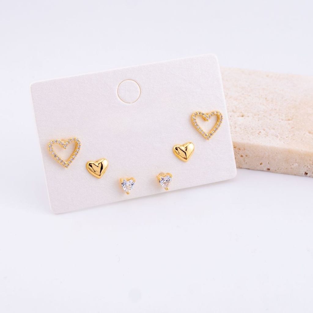 Aretes piercing set de 6 aretes baño 18k pin de plata