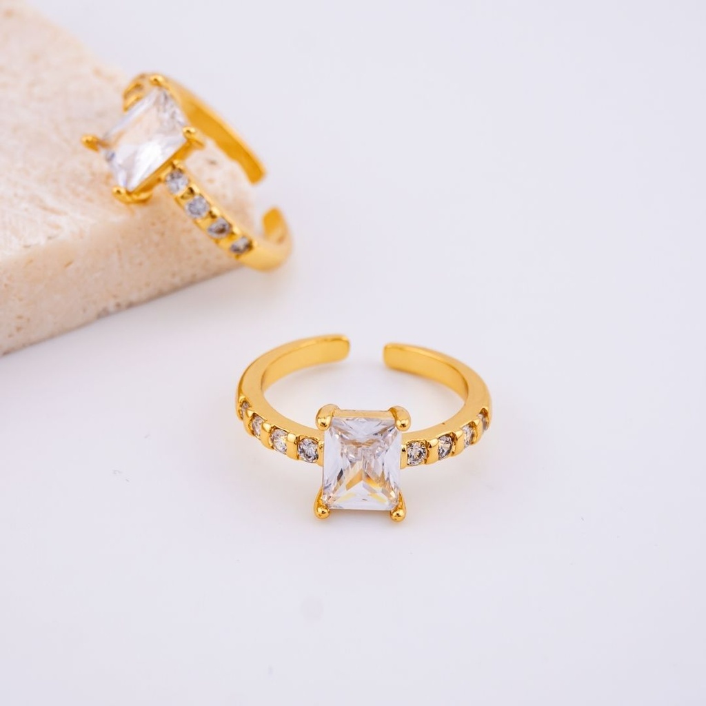 Anillo ajustable con zirconias baño 18k 