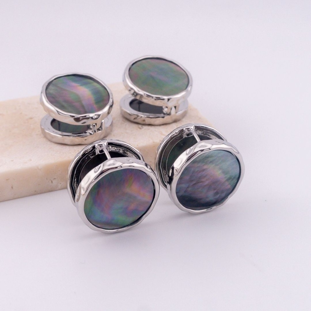 Aretes con madre perla AVALON baño 18k pin de plata