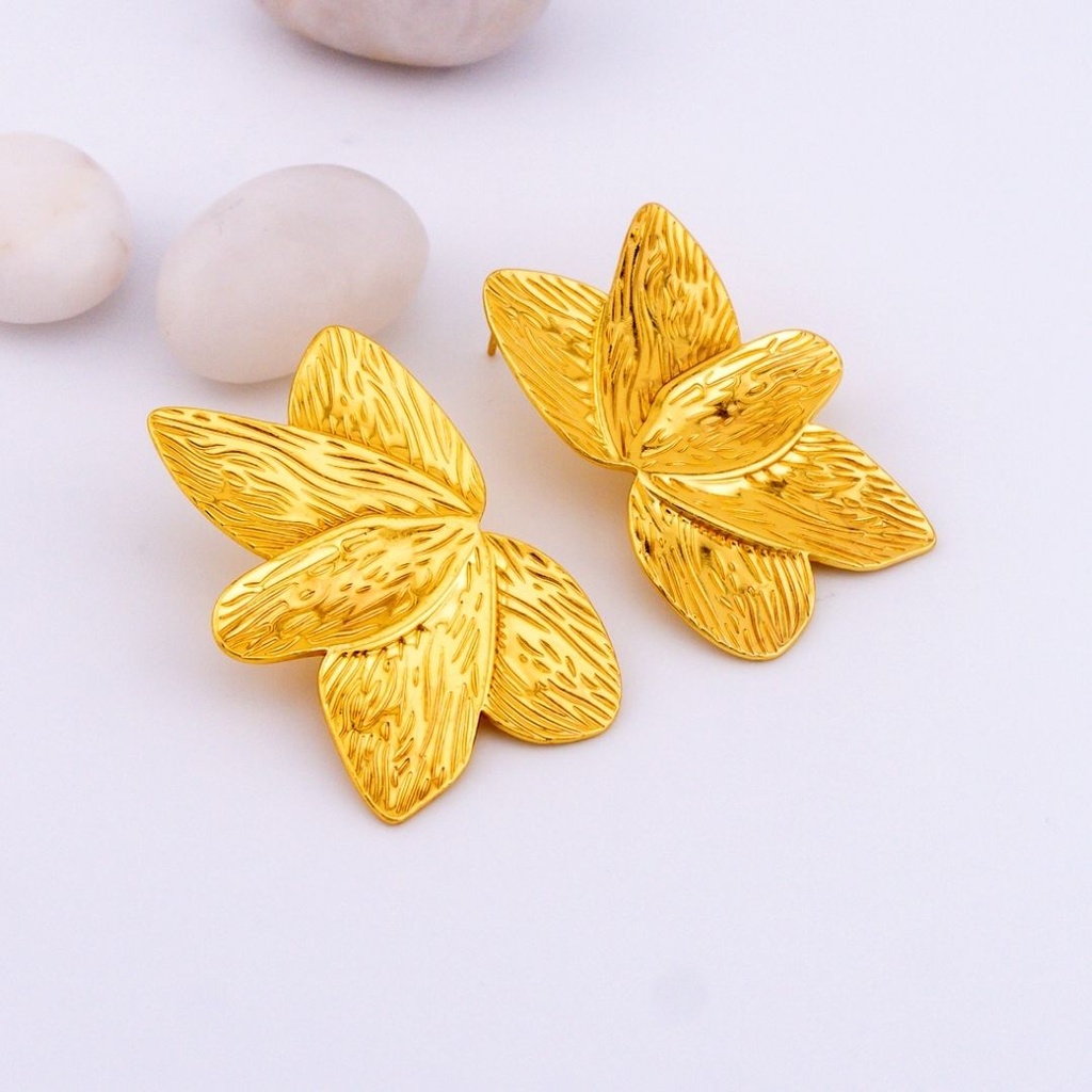 Aretes stud en forma de hoja acero inoxidable