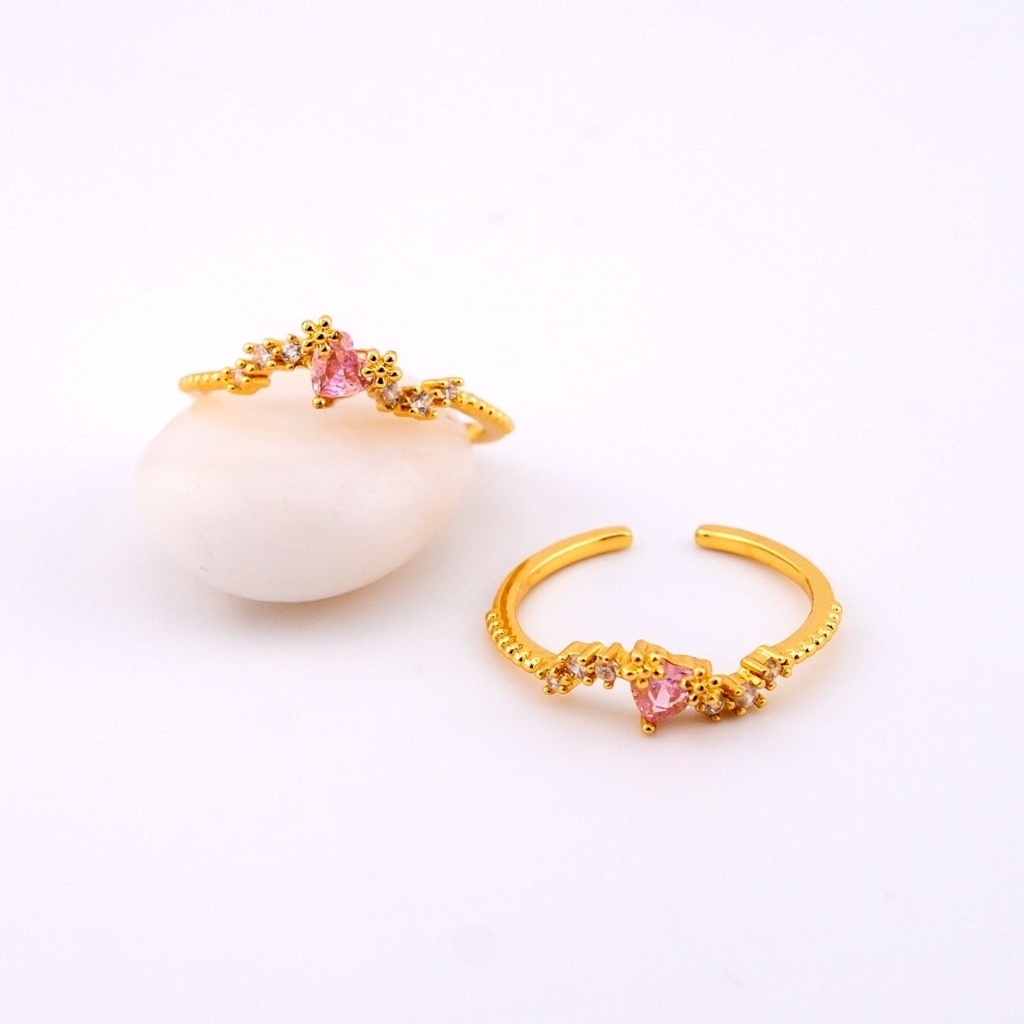 Anillo delgado ajustable con zirconias baño 18k 