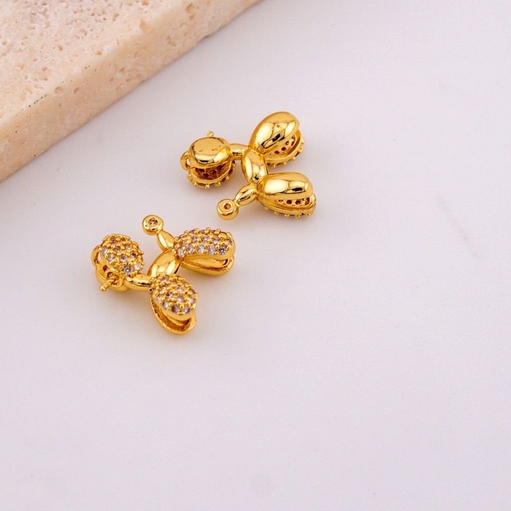  Dije perrito con pin para perla micropave y baño 18k
