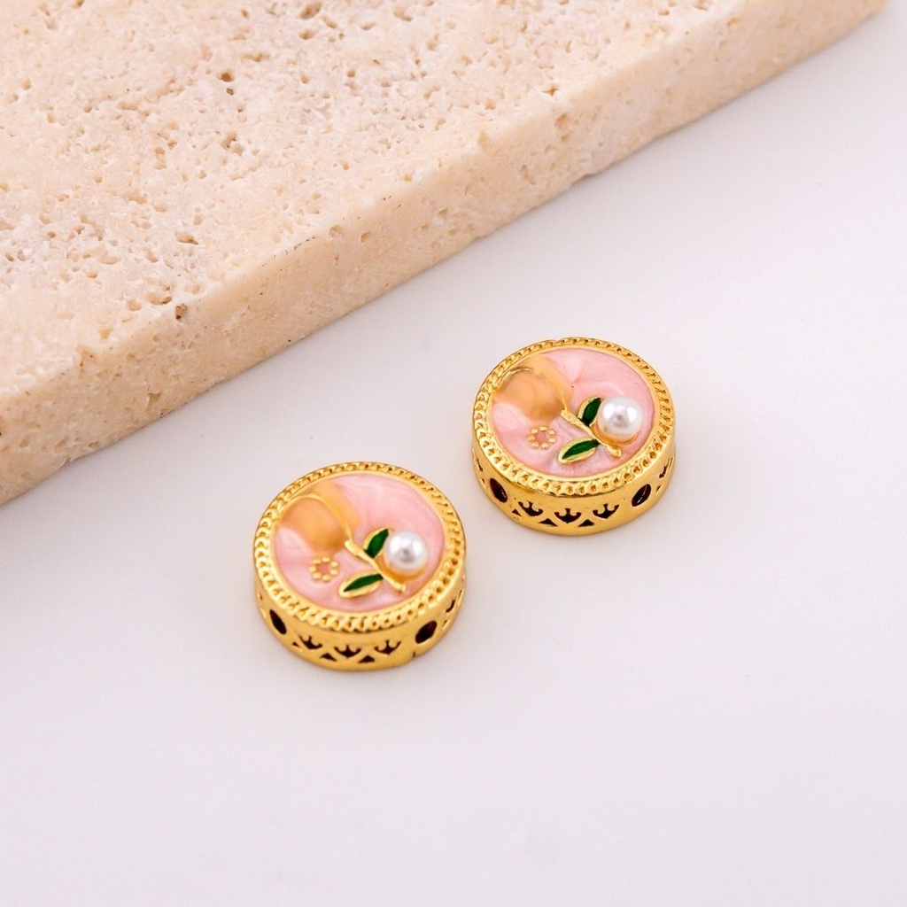  Separador redondo flor de tulipan esmaltado  y baño 18k