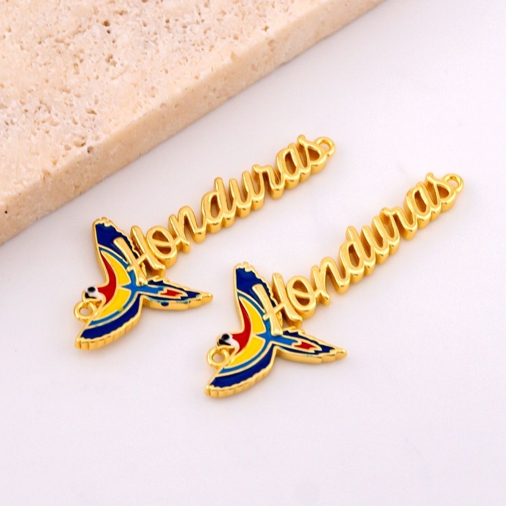 Enlace Guacamaya Honduras esmaltado y baño 18k