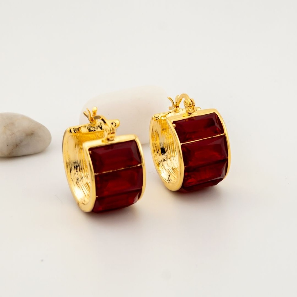 Aretes hoops con zirconias  baño 18k pin de plata