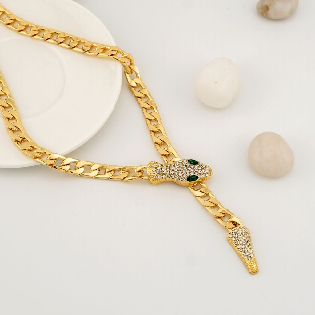 Cadena corbatera ajustabe serpiente con iman y zirconias baño 18k  baño 18k