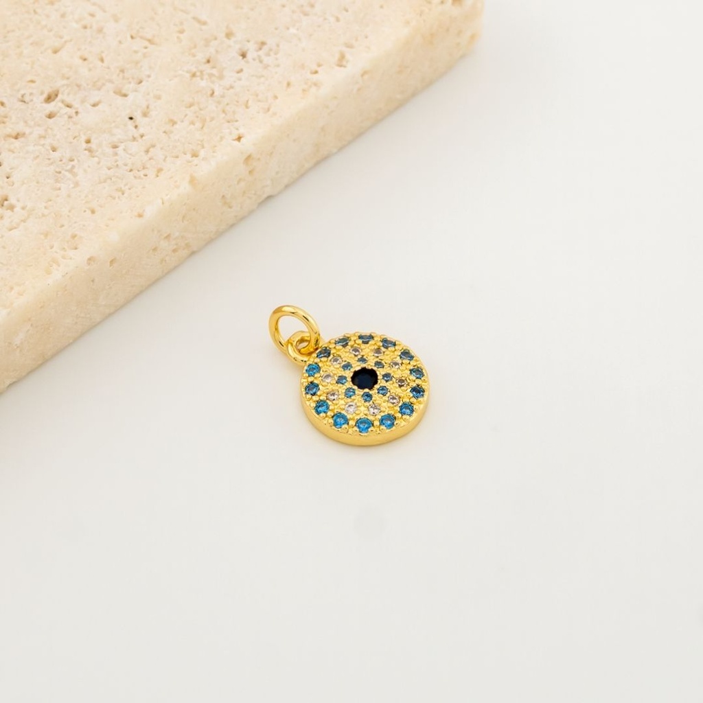 Dije ojo turco micropave y baño 18k 