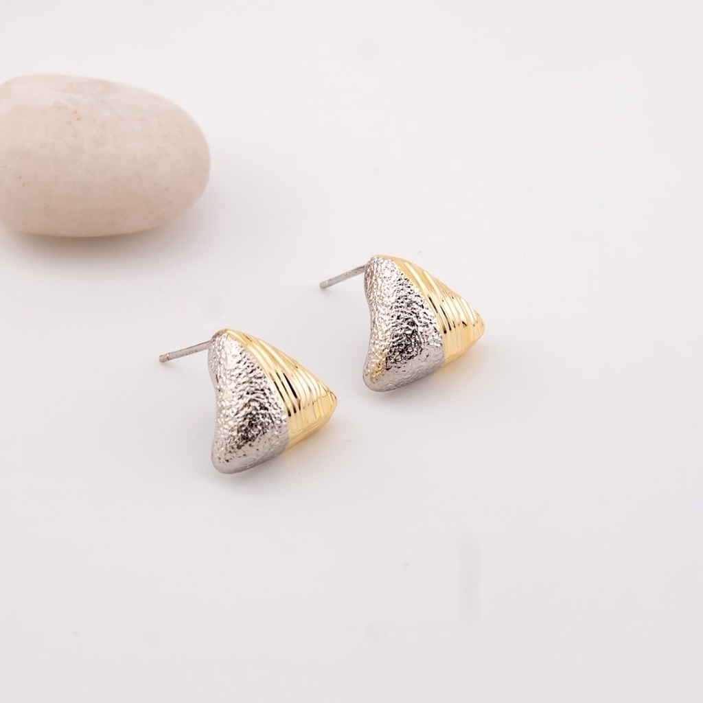 Aretes stud dos tonos baño 18k pin de plata
