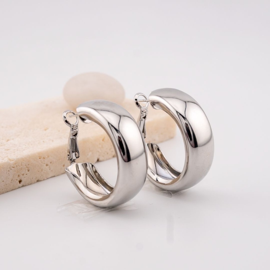 Aretes argolla solidos baño 18k pin de plata