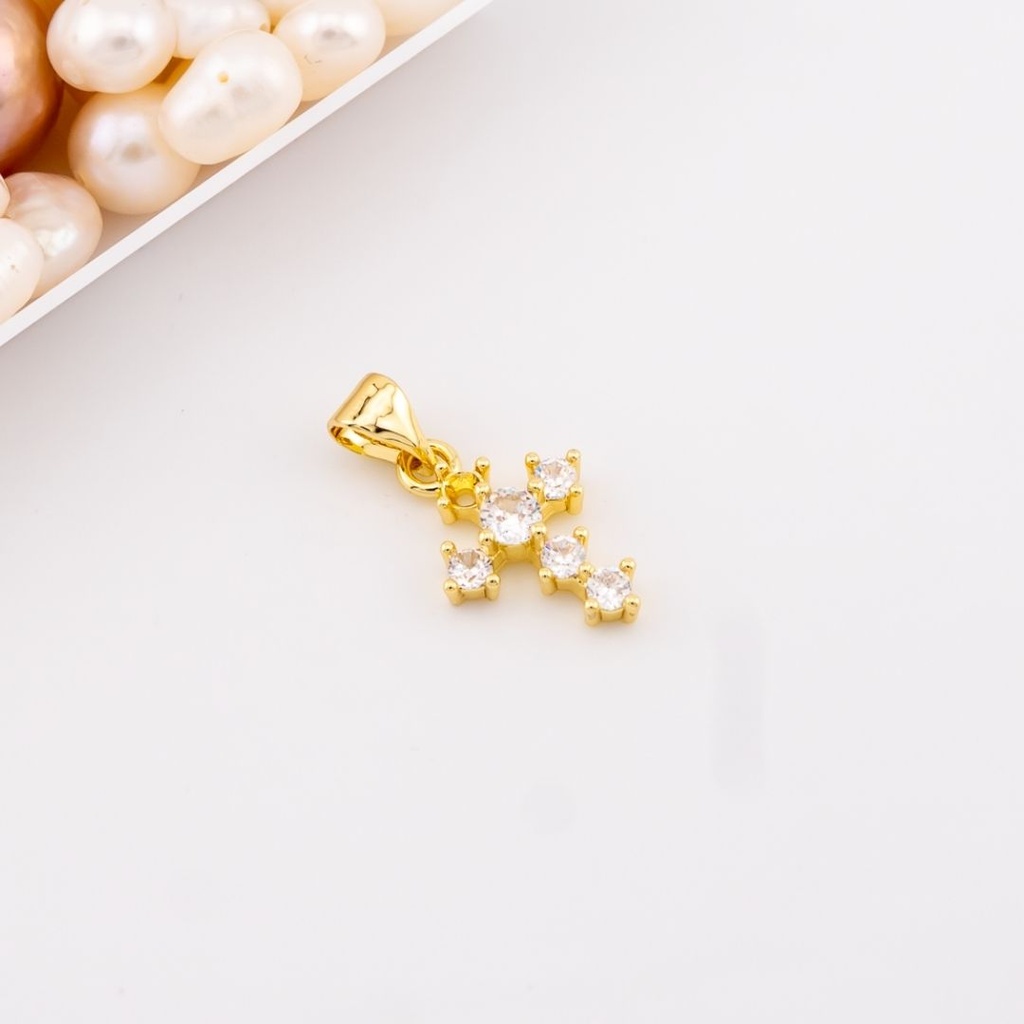 Dije cruz  micropave baño 18k