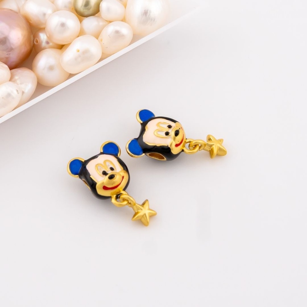 Separador de Mickey agujero grande esmaltado baño 18k