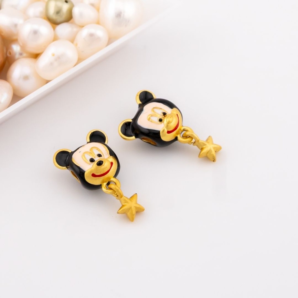 Separador de Mickey agujero grande esmaltado baño 18k