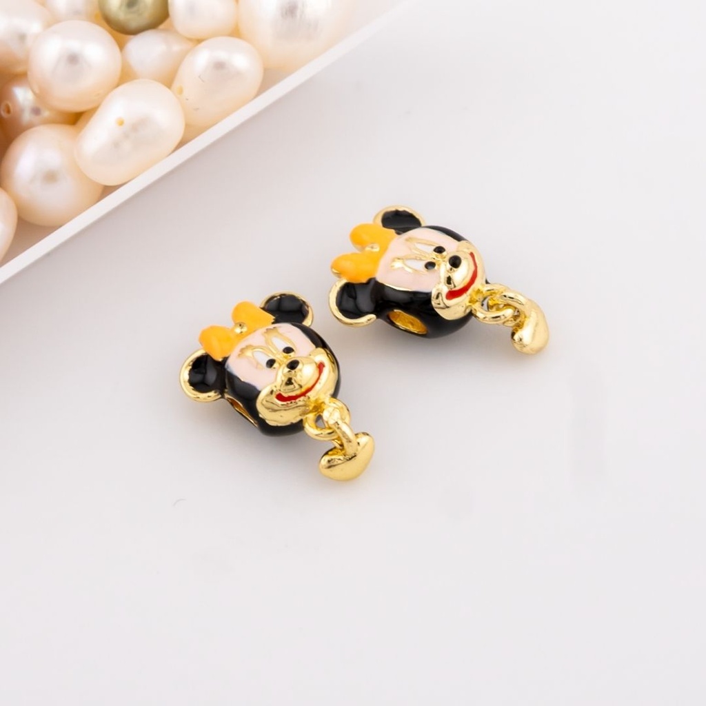 Separador de Minnie agujero grande esmaltado baño 18k