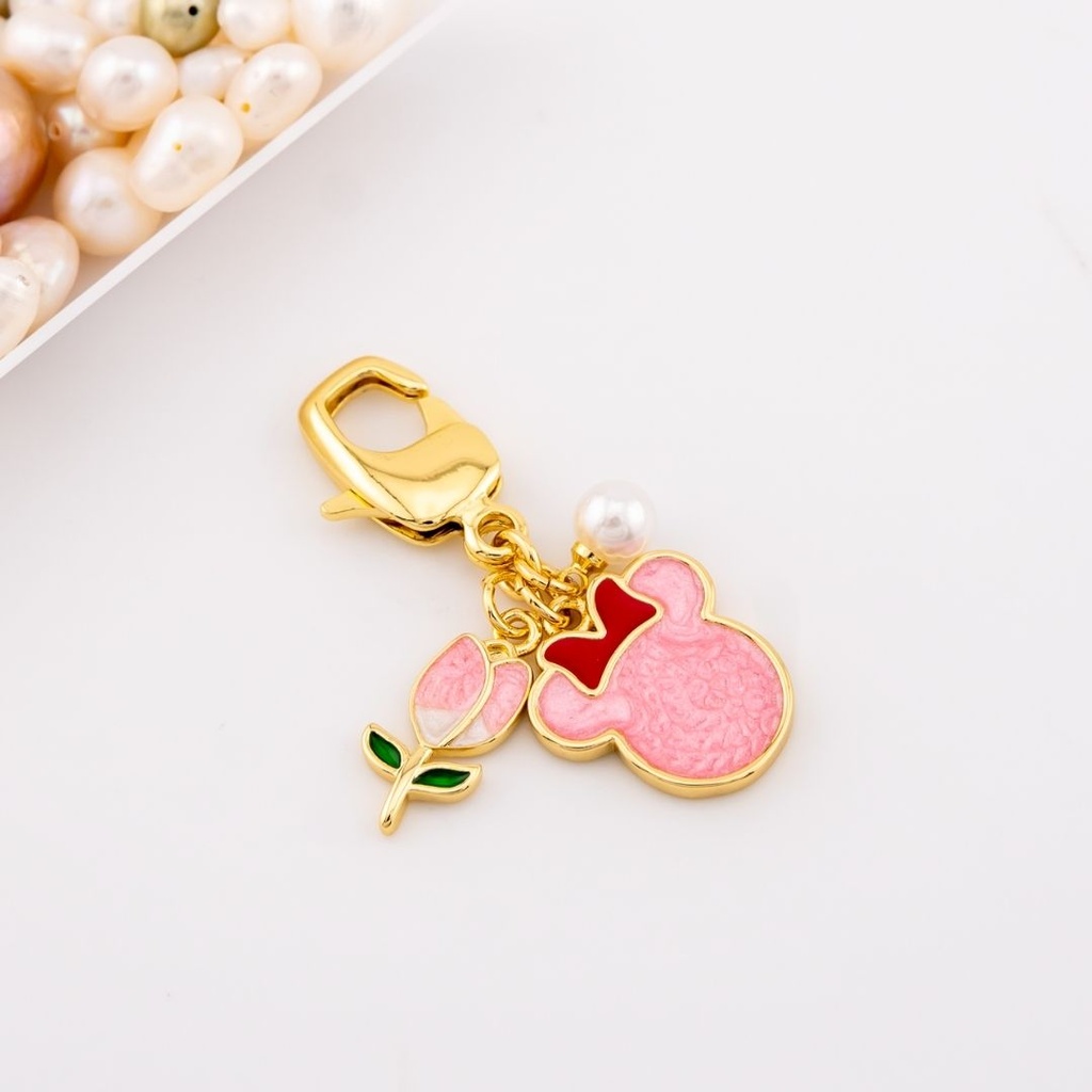 Set de 3 dijes  con broche para colgar  esmaltado y baño 18k