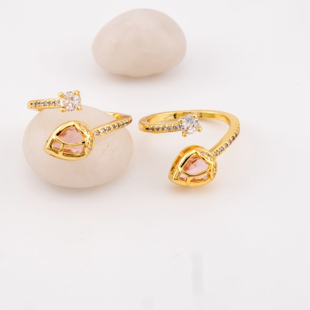 Anillo tulipan con zirconias baño 18k