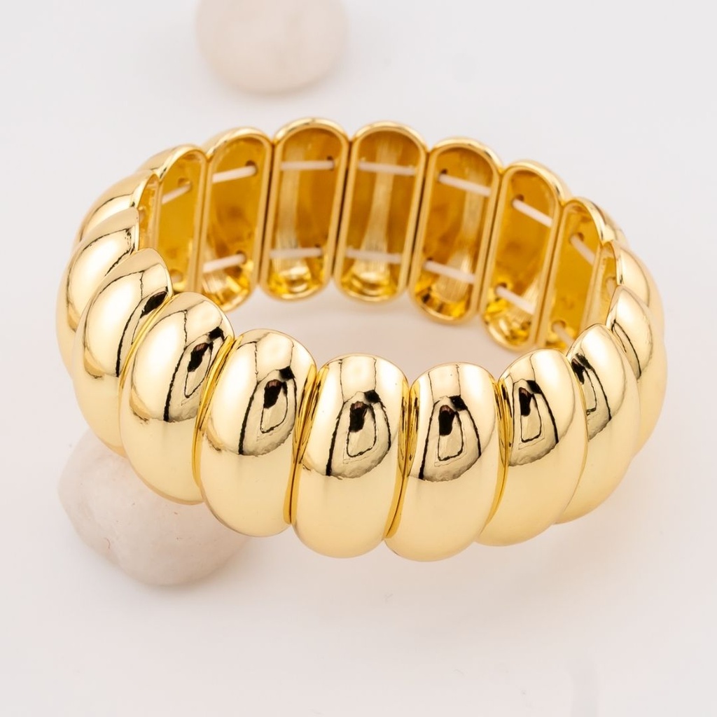 Pulsera chunky elastica  baño 18k