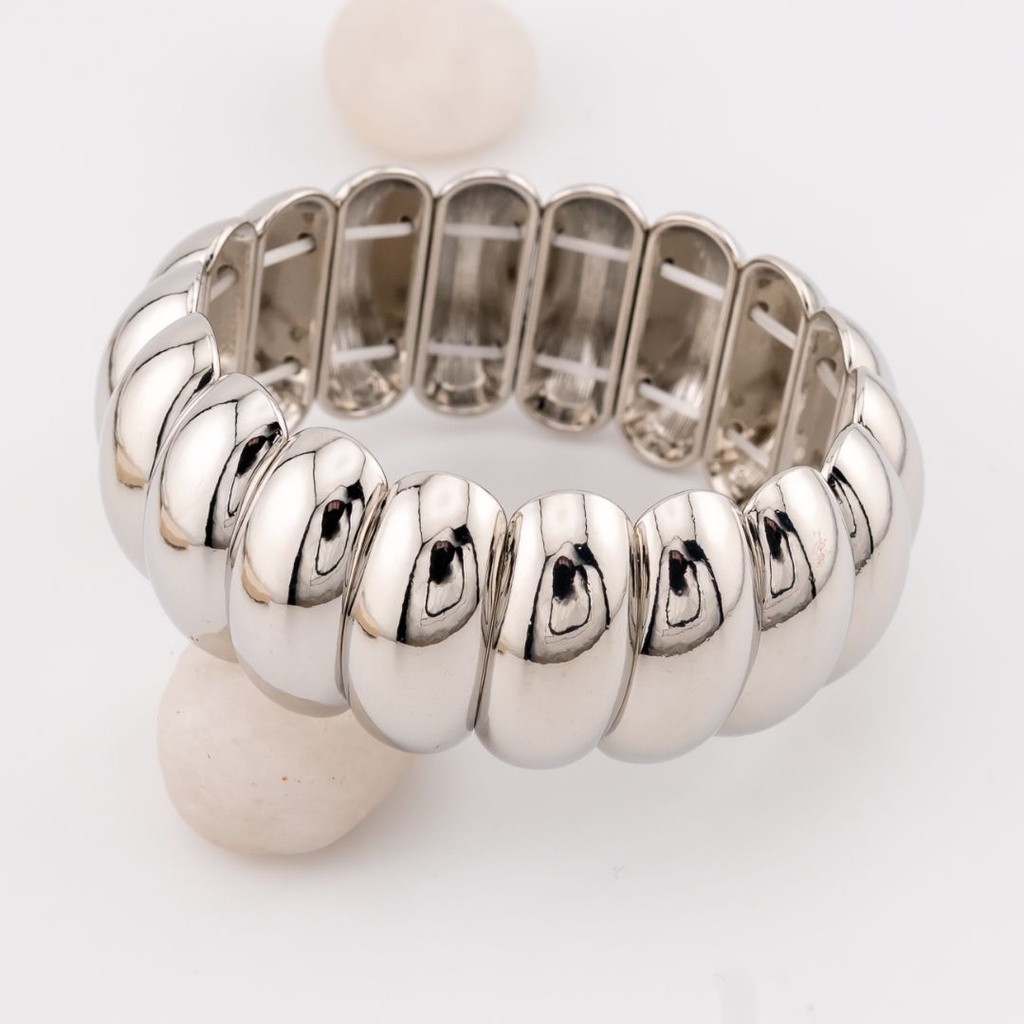 Pulsera chunky elastica  baño 18k