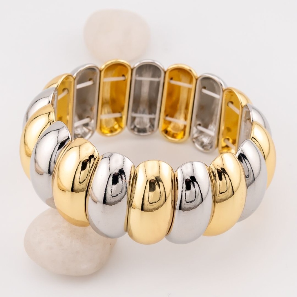 Pulsera elastica dos tonos baño 18k