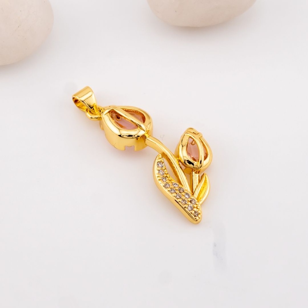 Dije tulipan con micropave baño 18k