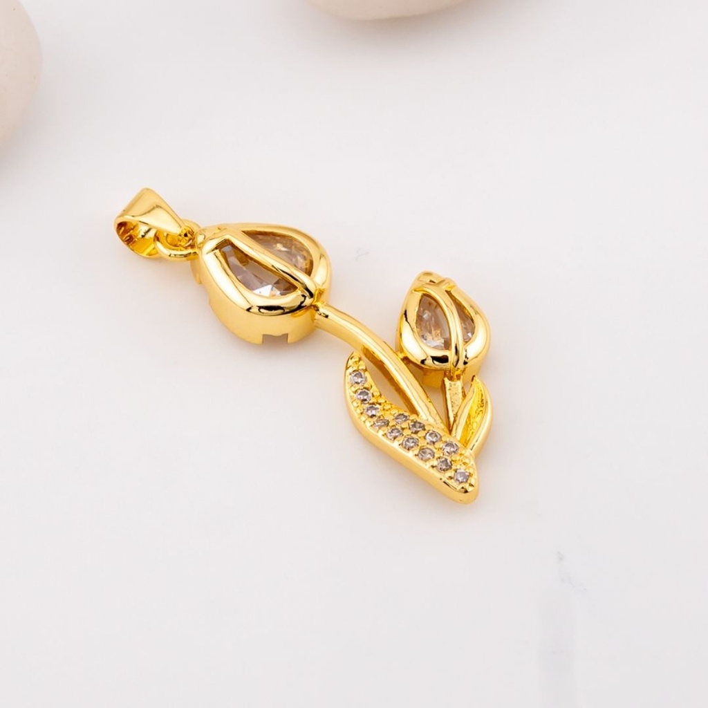 Dije tulipan con micropave baño 18k