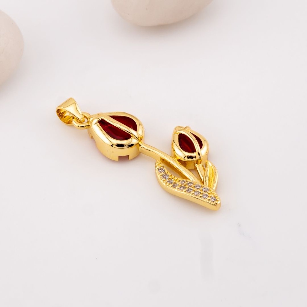Dije tulipan con micropave baño 18k