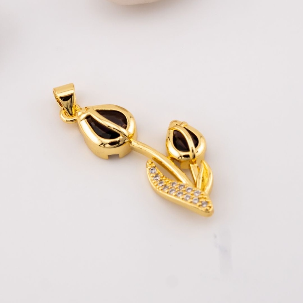 Dije tulipan con micropave baño 18k