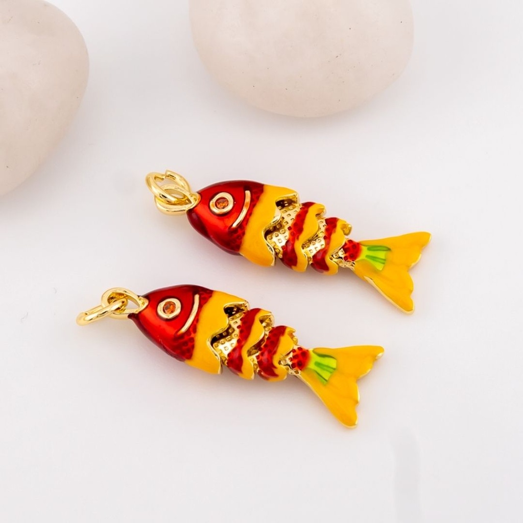 Dije pez esmaltado baño 18k