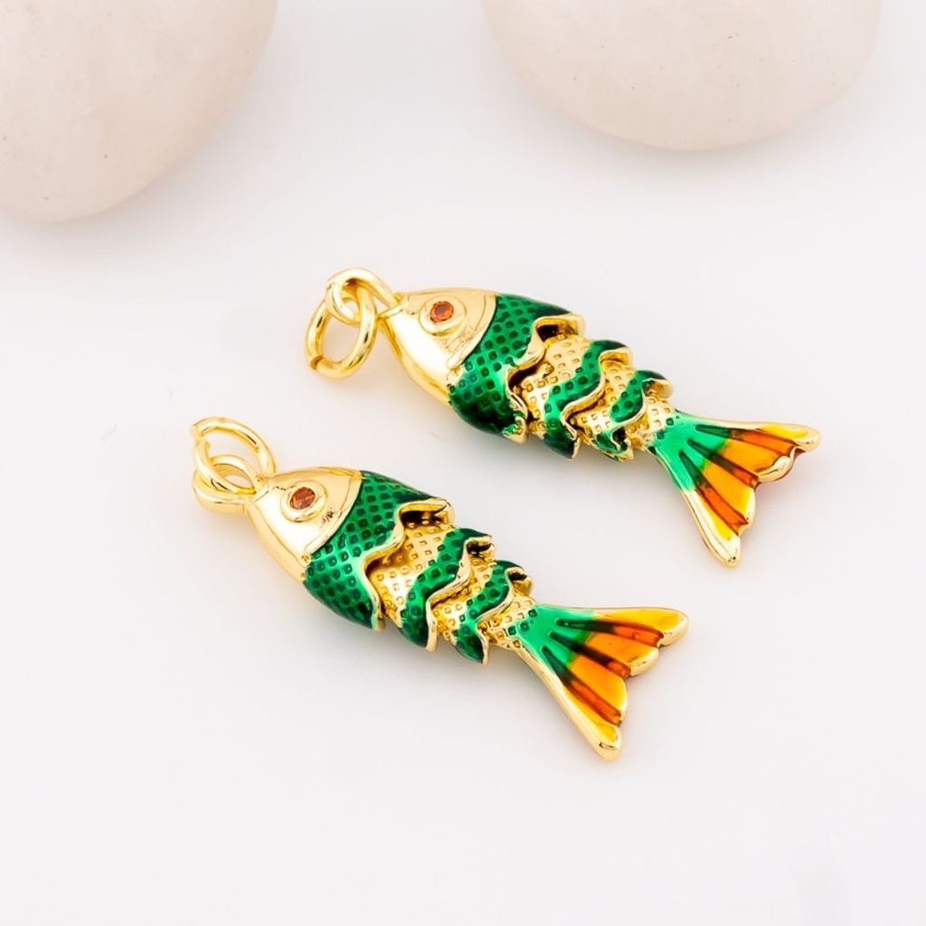 Dije pez esmaltado baño 18k