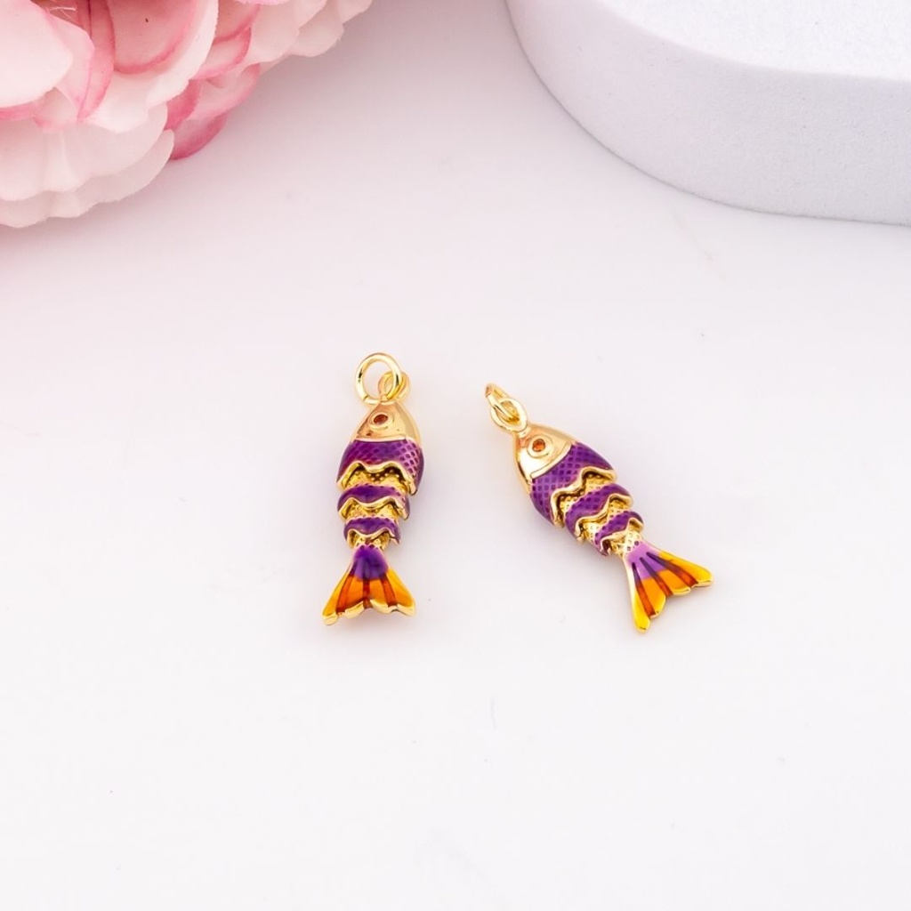 Dije de pez esmaltado baño 18k