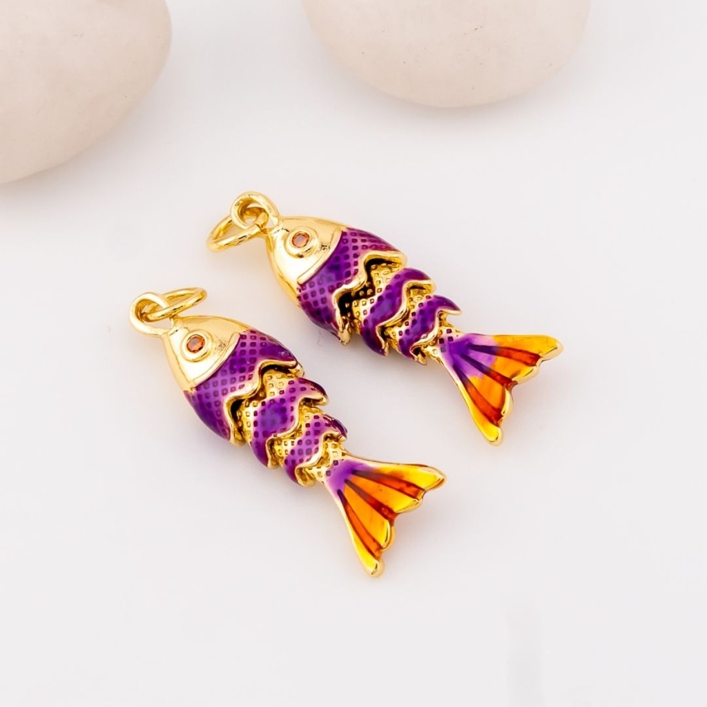 Dije pez esmaltado baño 18k