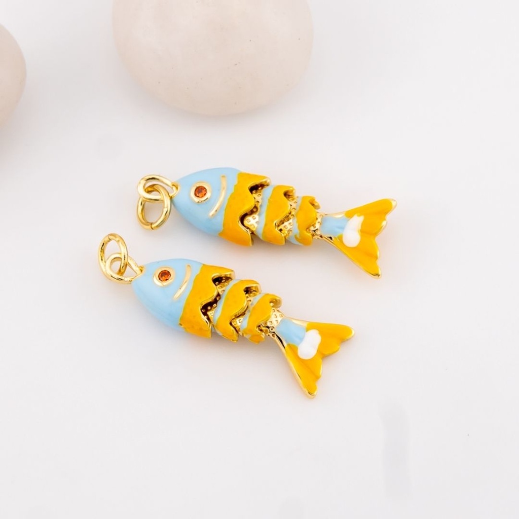 Dije pez esmaltado baño 18k